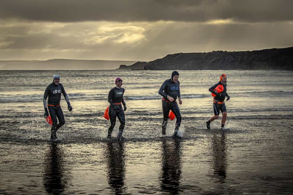 Locals take a New Year's Day dip in the sea at Scarborough in North Yorkshire
