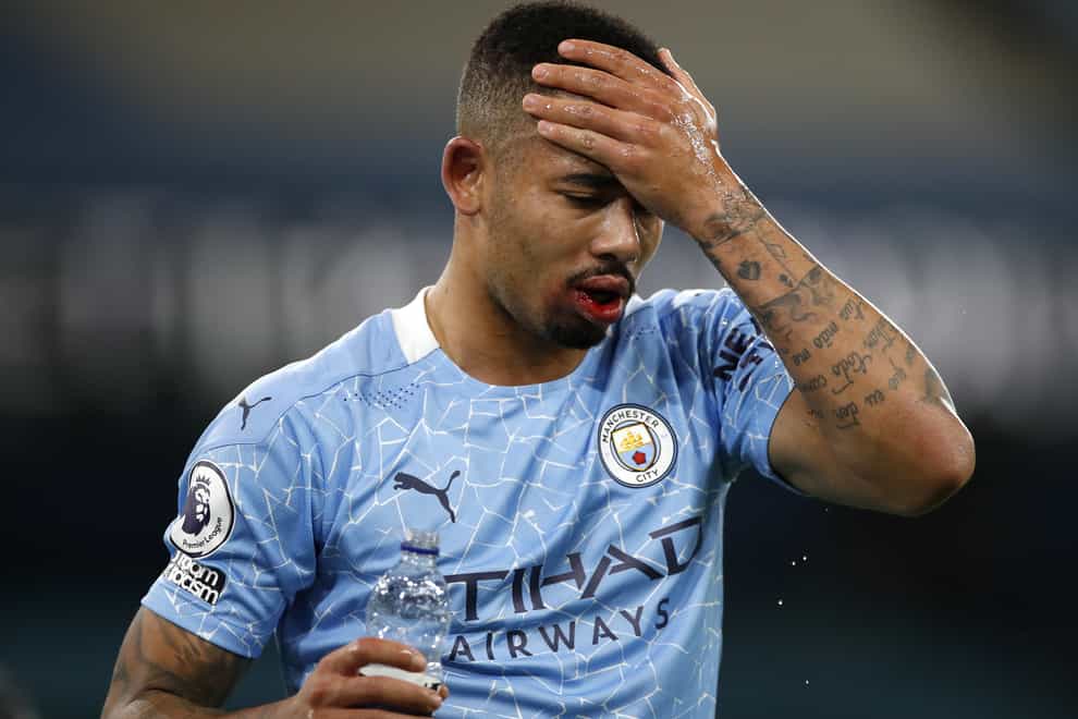 Manchester City will be without five players, including Gabriel Jesus, for Sunday's trip to Chelsea