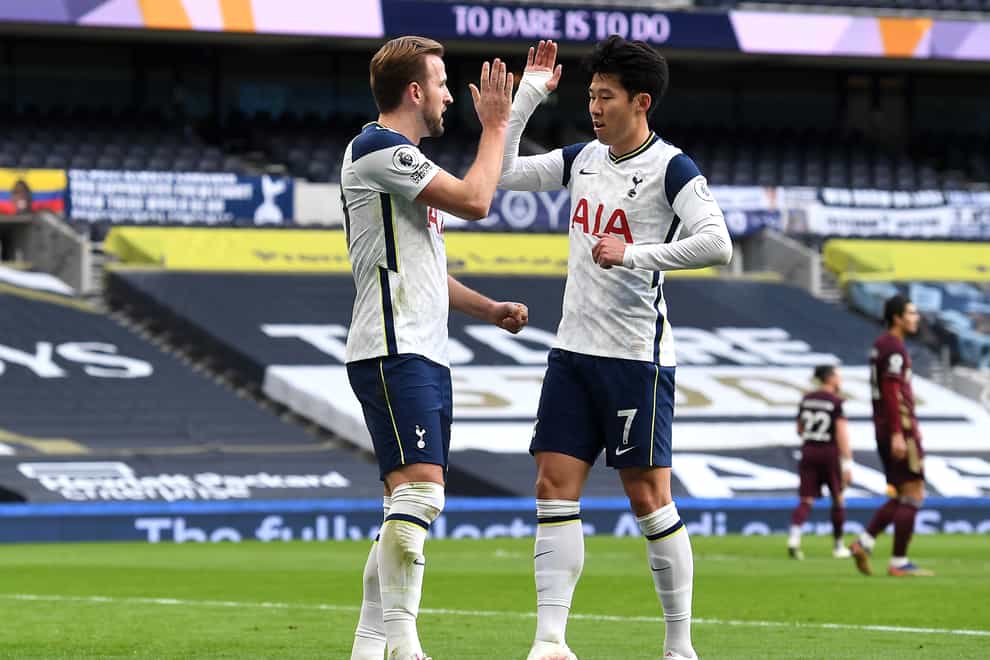 Harry Kane, left, and Son Heung-min inspired Tottenham to a 3-0 win over Leeds