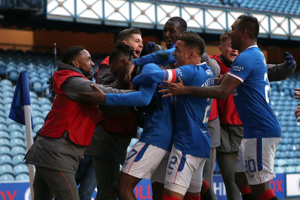 Rangers celebrate their winning goal