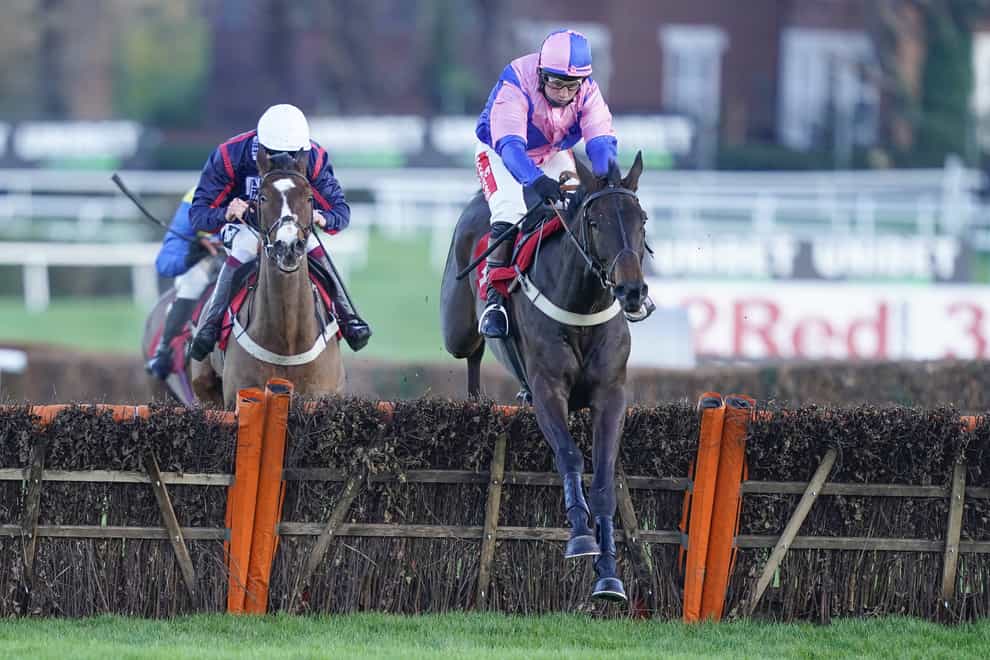 Hudson de Grugy (right) on his way to victory at Sandown