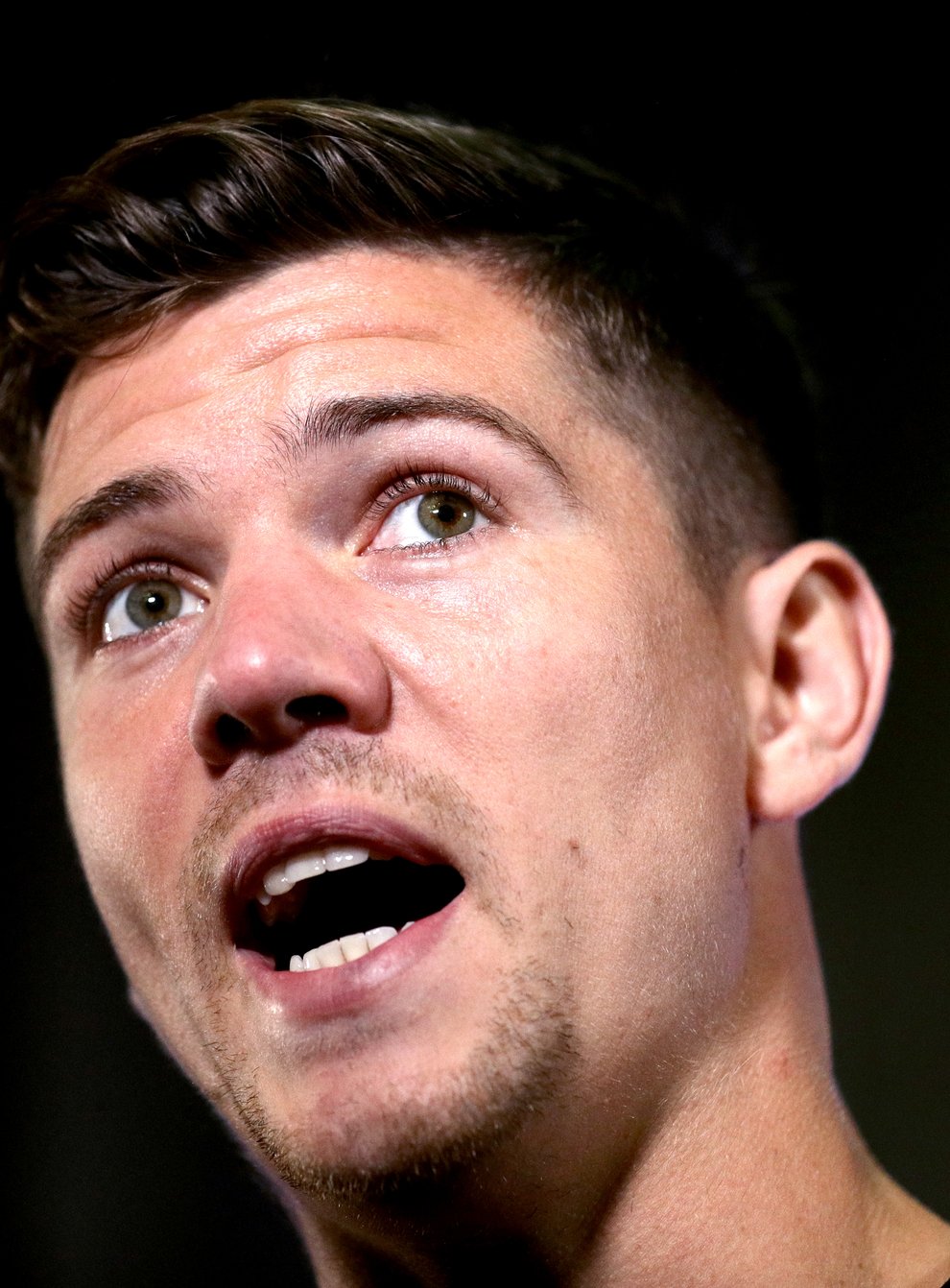 Luke Campbell speaks at a press conference