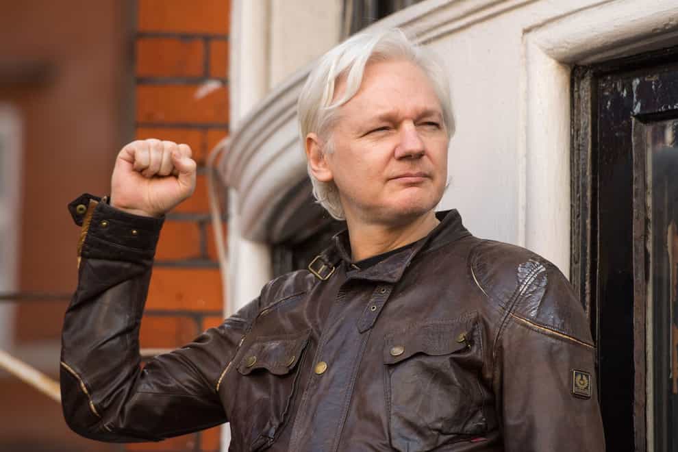 Julian Assange speaks from the balcony of the Ecuadorian embassy in London