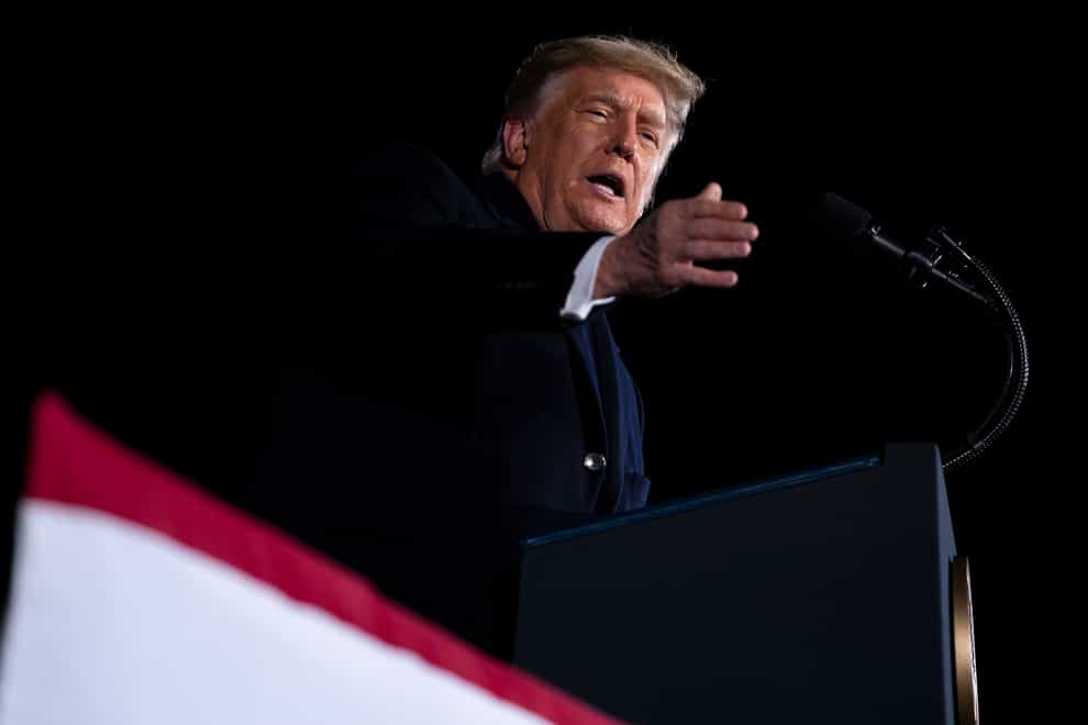 President Donald Trump speaks during a campaign rally in Dalton, Georgia