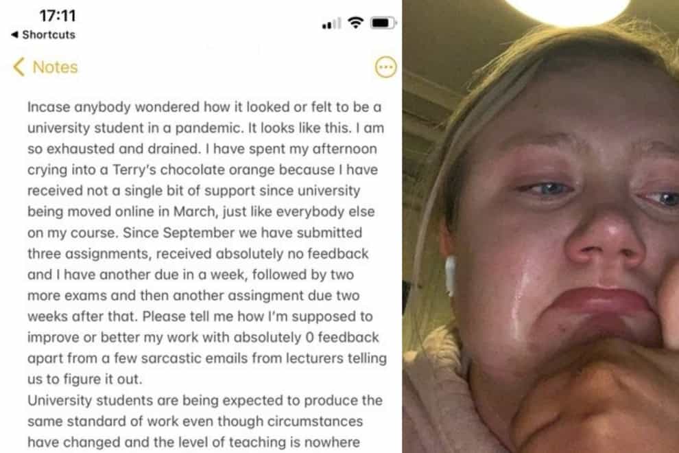 University student takes to Twitter to voice her 'exhaustion' during pandemic