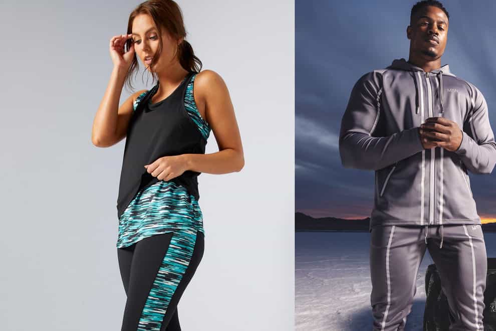 Studio Active Printed Layered Mint Top; Printed Active Mint Leggings; Boohoo Man Active Reflective Hoodied Zip Through Tracksuit