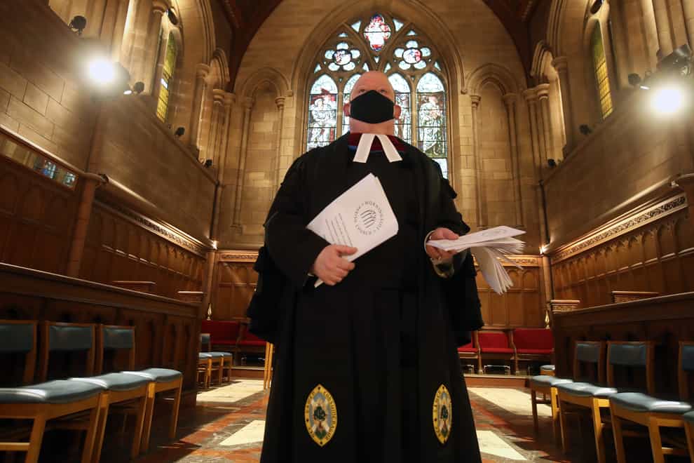 The Very Rev Dr Derek Browning, former Moderator of the General Assembly Church of Scotland, inside Morningside Parish Church in Edinburgh