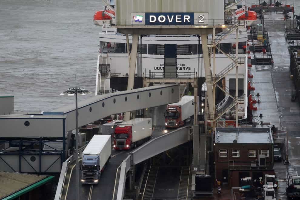 Lorries leave a ferry