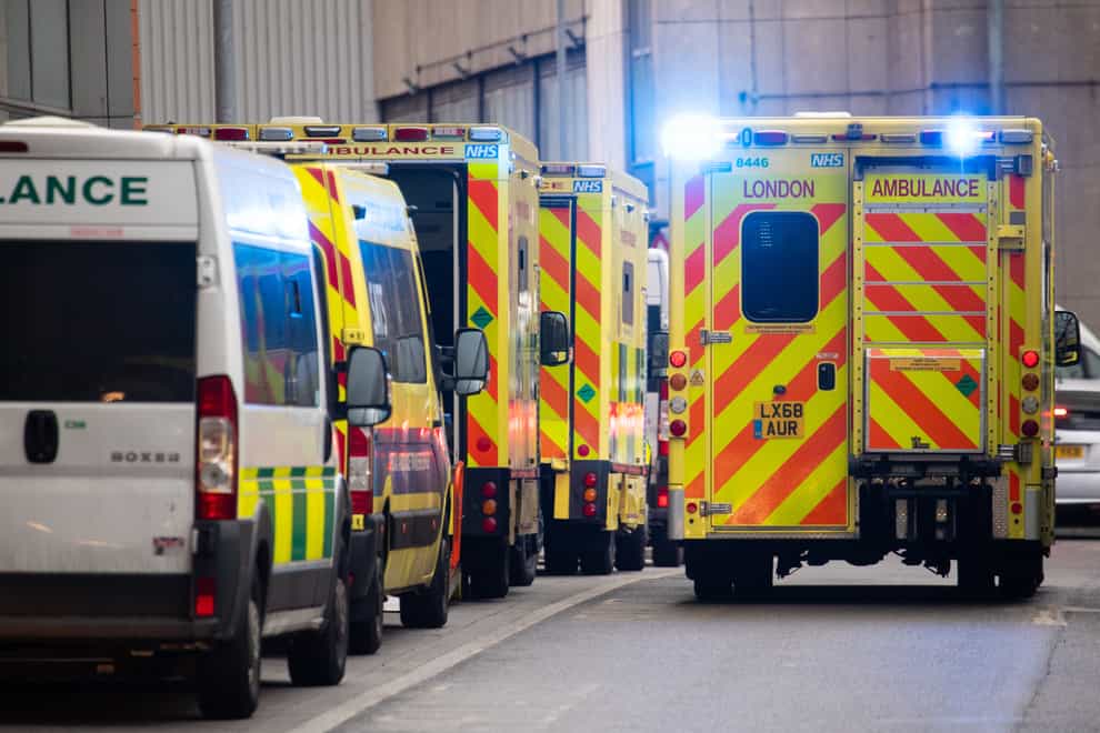 Ambulances outside the Royal London Hospital on January 5 2021