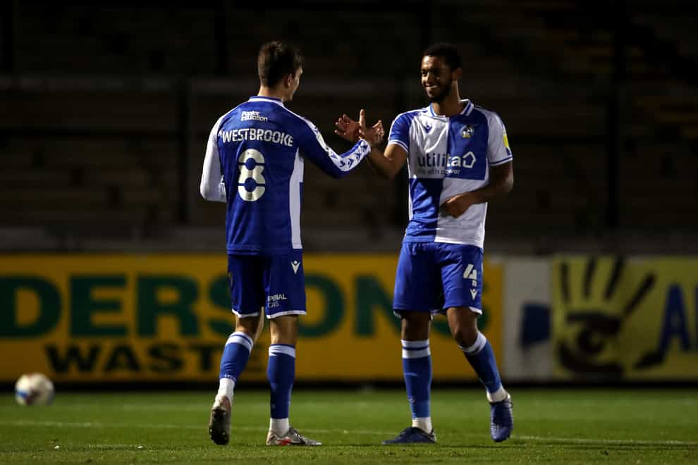 Josh Grant (right) is fit to feature for Bristol Rovers against Sheffield United (David Davies/PA).