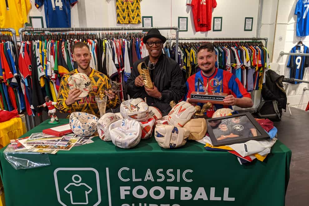 Ian Wright is reunited with football memorabilia from his playing career, with Classic Football Shirts