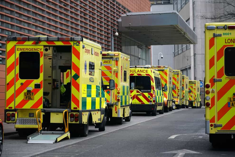 A queue of ambulances