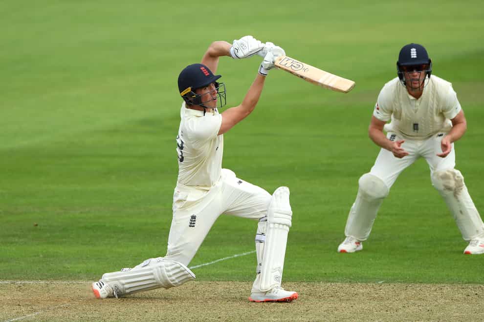Dan Lawrence (batting) in action during an England intra-squad match.