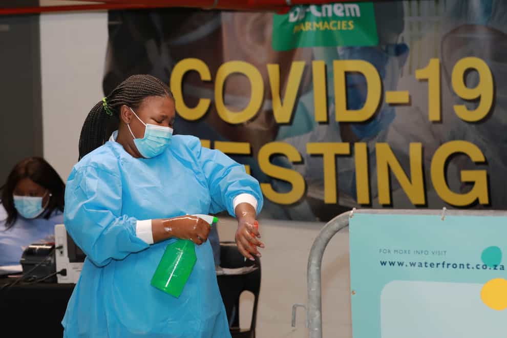 A coronavirus testing station in Cape Town