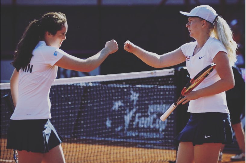 <p>Francesca Jones (right) wins opening round of Australian Open qualifiers</p>