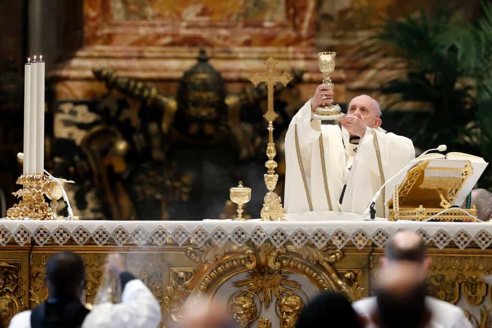 Pope Francis leads a Mass for the Feast of Epiphany in St Peter’s Basilica (Remo Casilli/AP)