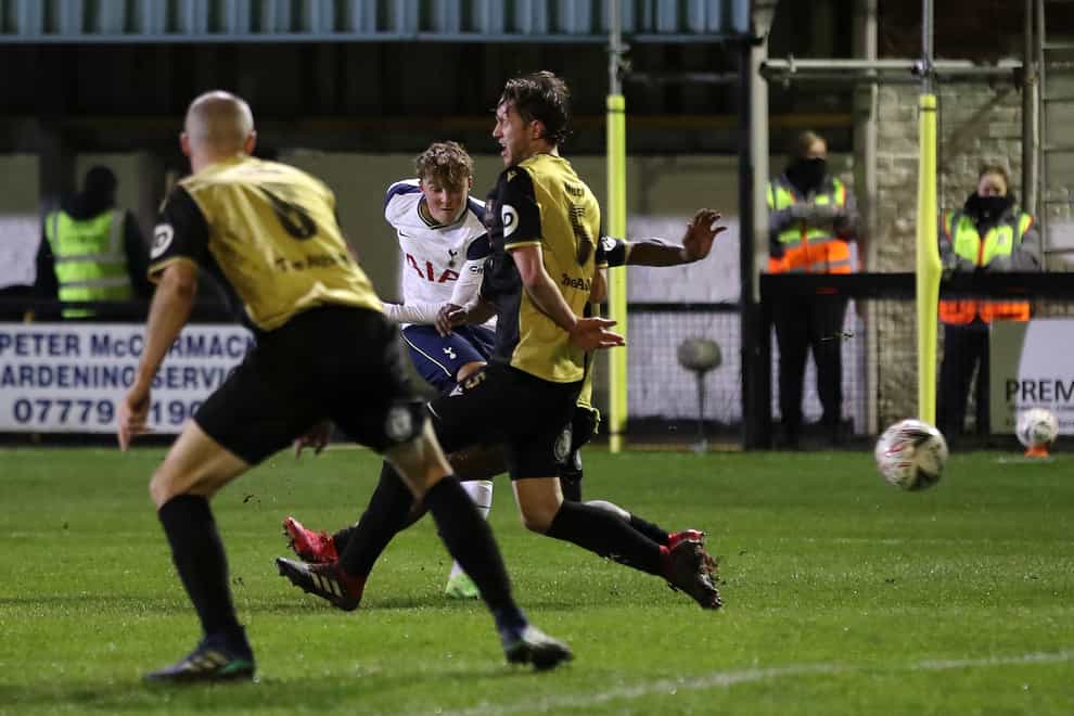 Alfie Devine became Tottenham's youngest ever goalscorer against Marine on Sunday