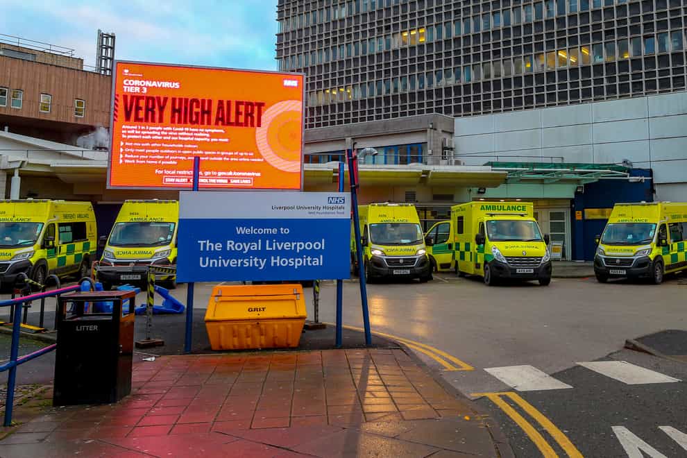 Ambulances outside the Royal Liverpool Hospital