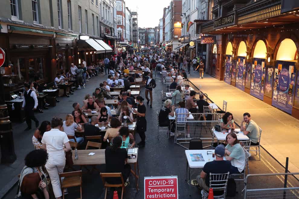 People drinking and dining out in Soho