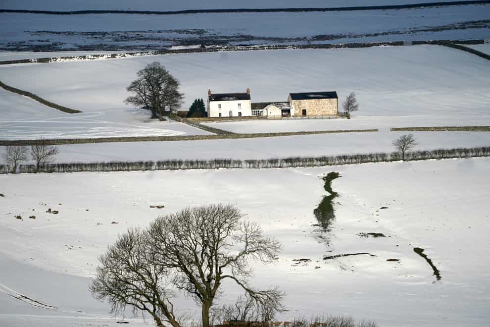 Snow-covered fields