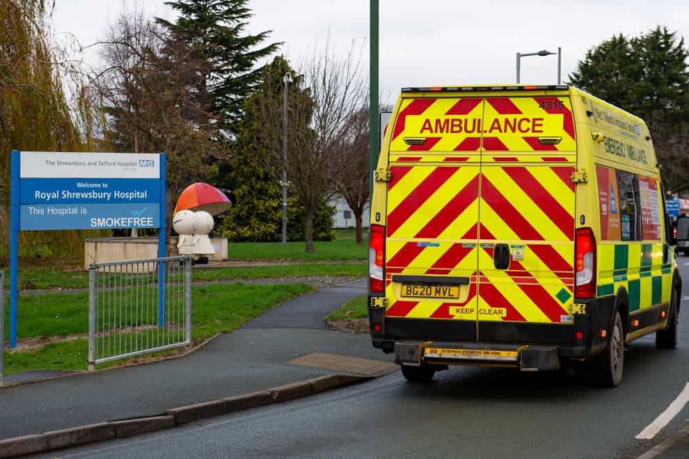 An ambulance outside the Royal Shrewsbury Hospital, Shropshire