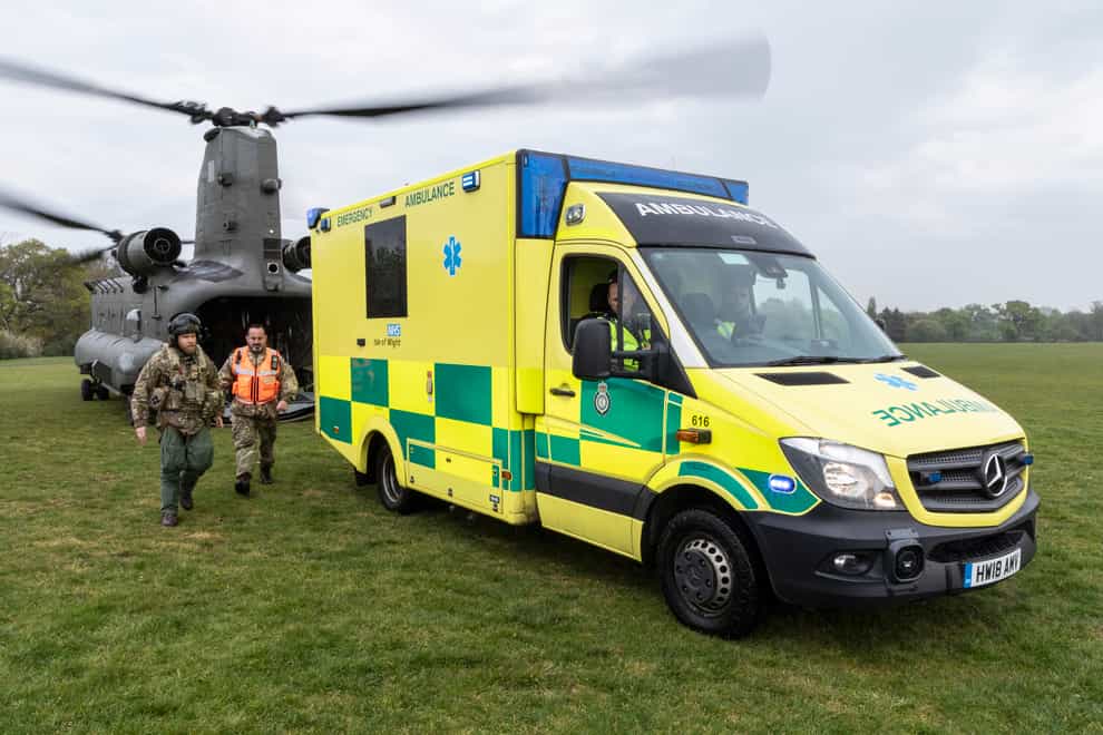 Chinook lands at Isle of Wight hospital