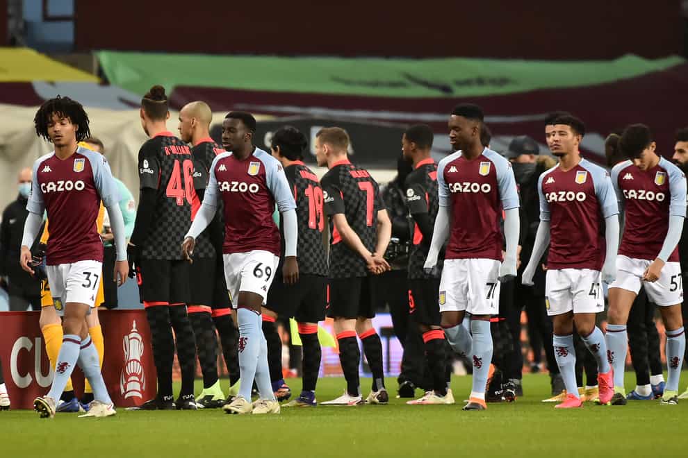 Aston Villa's youngsters line up to play Liverpool