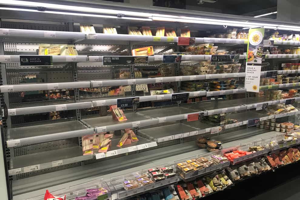 Depleted shelves in the Donegall Place Marks and Spencer store in Belfast