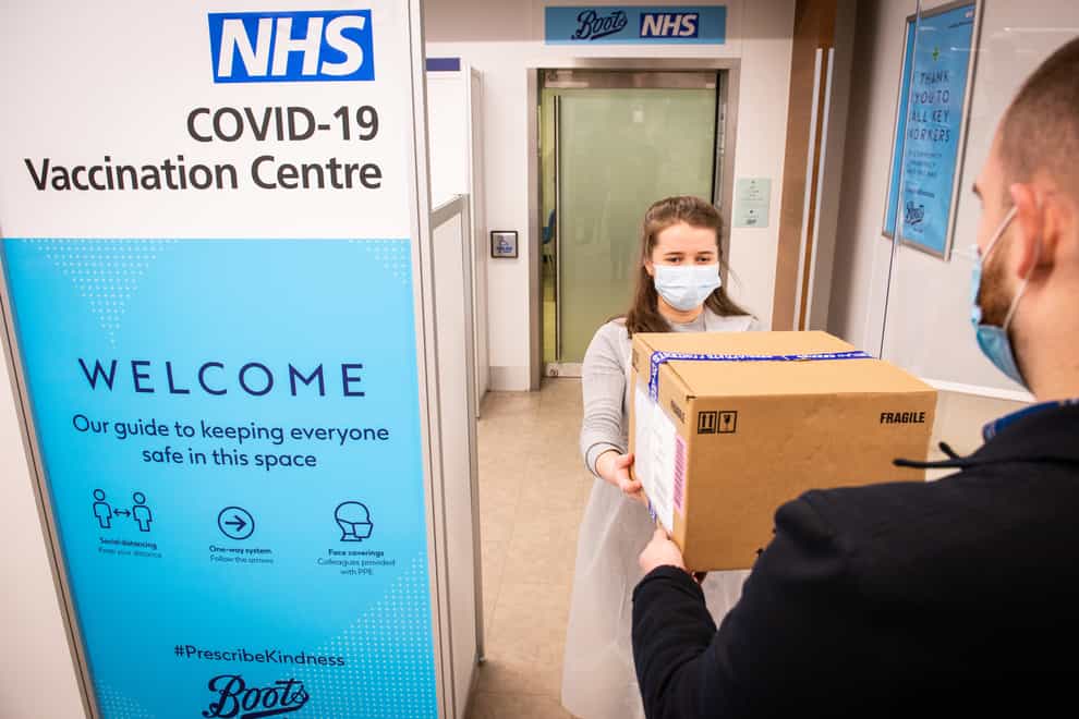An NHS Covid-19 vaccination centre at Boots in Halifax