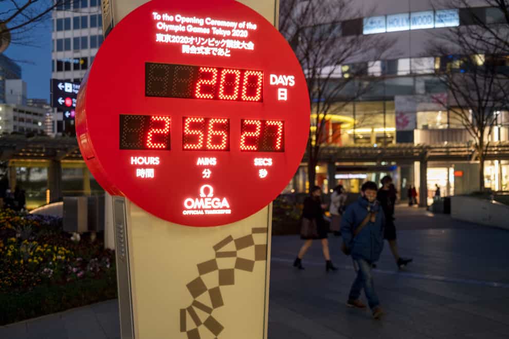 A countdown clock shows the time to go until the rescheduled Tokyo 2020 Games