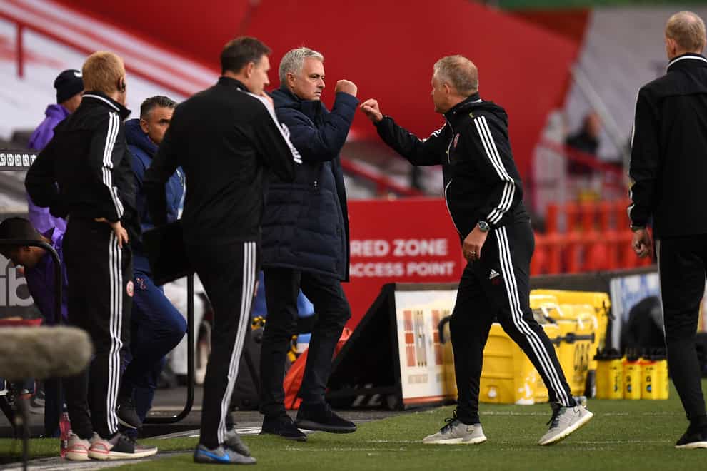Chris Wilder (right) has praised Jose Mourinho