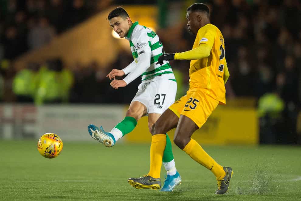Efe Ambrose, right, in action against Celtic
