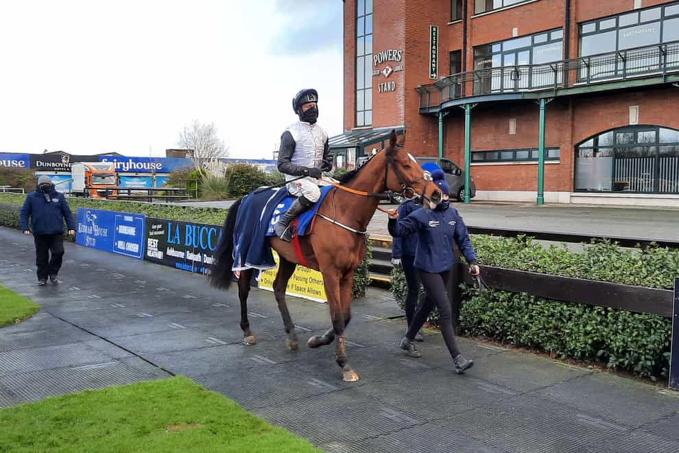 Teahupoo and Robbie Power return to the winner's enclosure after the opening ITM Virtual Stallion Trail Hurdle