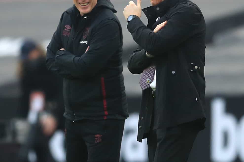 David Moyes, left, was the happier of the two managers as West Ham saw off Burnley