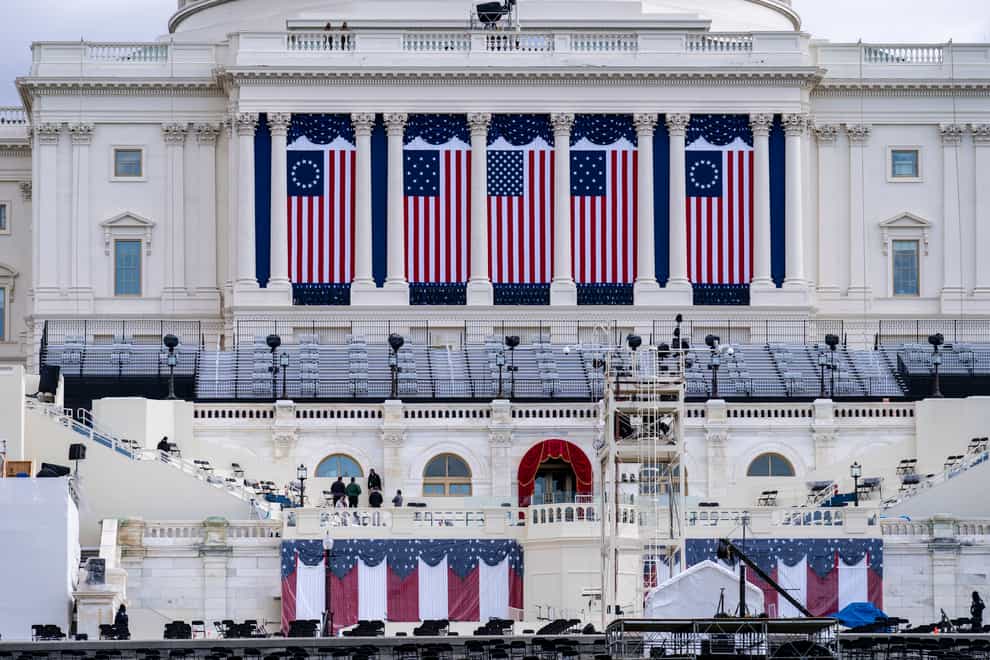 The Capitol is seen as security preparations continue leading up to President-elect Joe Biden’s inauguration (J. Scott Applewhite/AP)