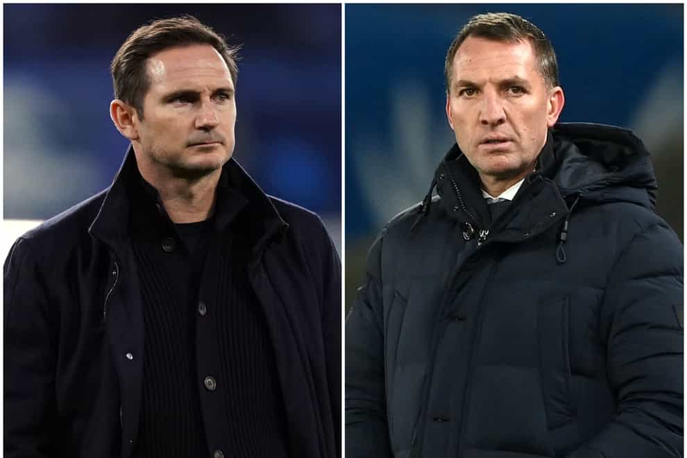 Frank Lampard, left, believes Chelsea's 'benchmark' has changed since Brendan Rodgers, right, distanced himself from the Stamford Bridge job