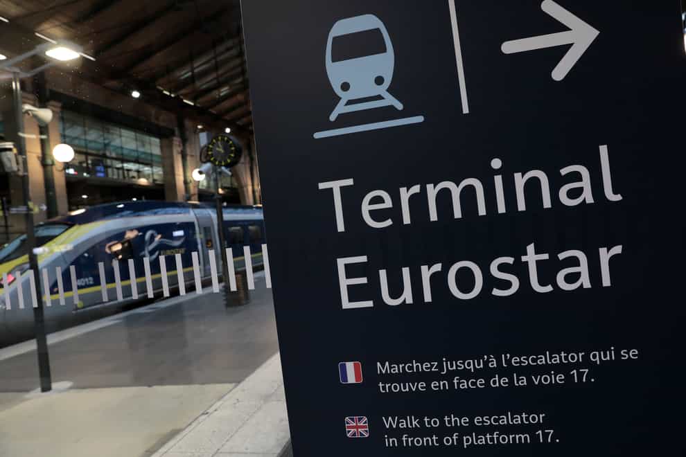 A Eurostar information board at Gare du Nord train station in Paris
