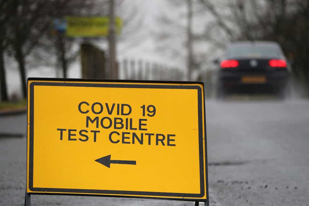 A Covid-19 mobile test centre sign