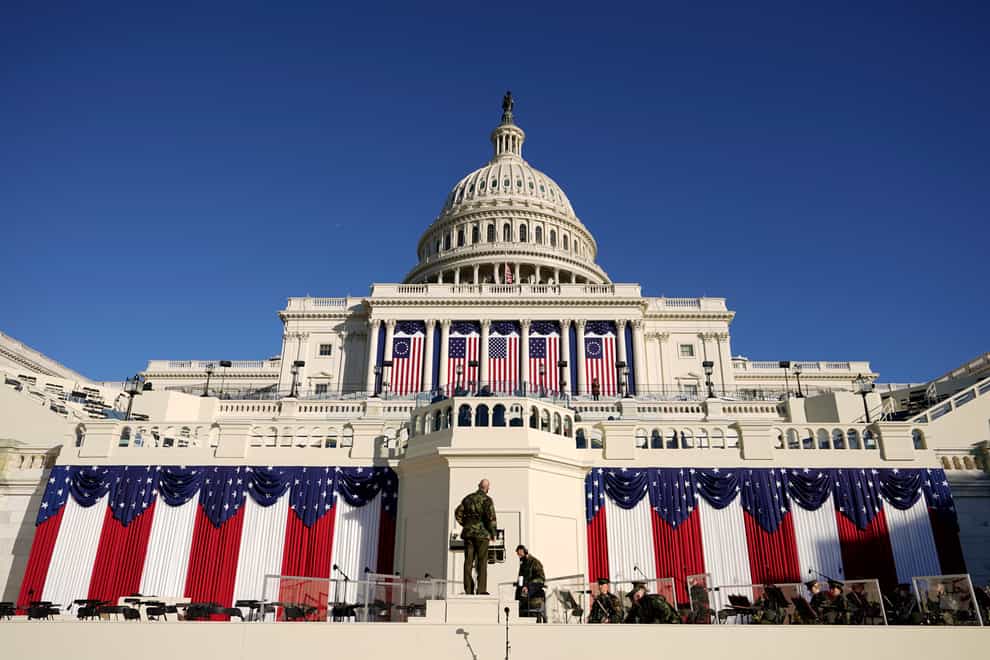 The inauguration stage in front of the US Capitol