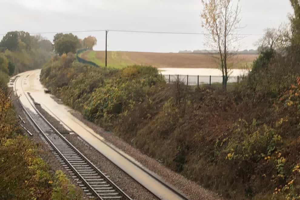 Flooded railway lines
