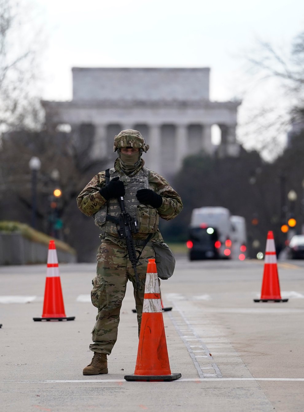 A National Guardsman stands near the US Supreme Court