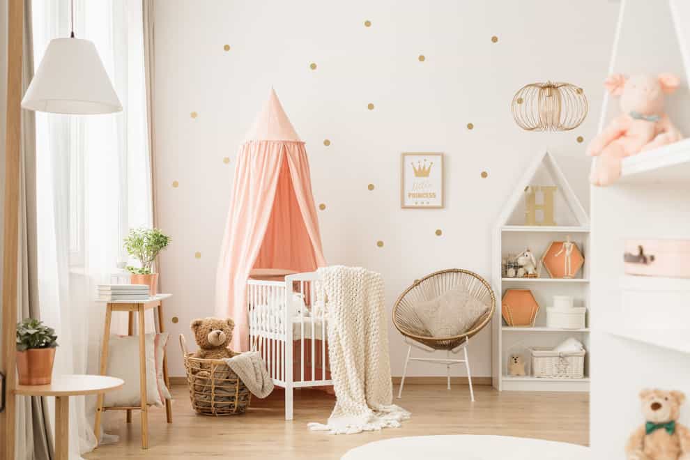Gold and pink baby's bedroom