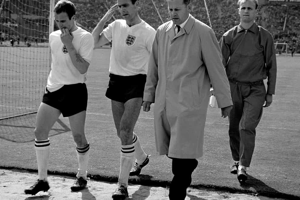 Peter Swan (second left) in England colours