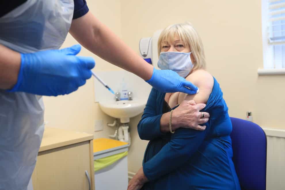 Elizabeth Van-Tam, 79, the mother of Jonathan Van-Tam, deputy chief medical officer for England, is vaccinated against coronavirus (Mike Egerton/ PA)