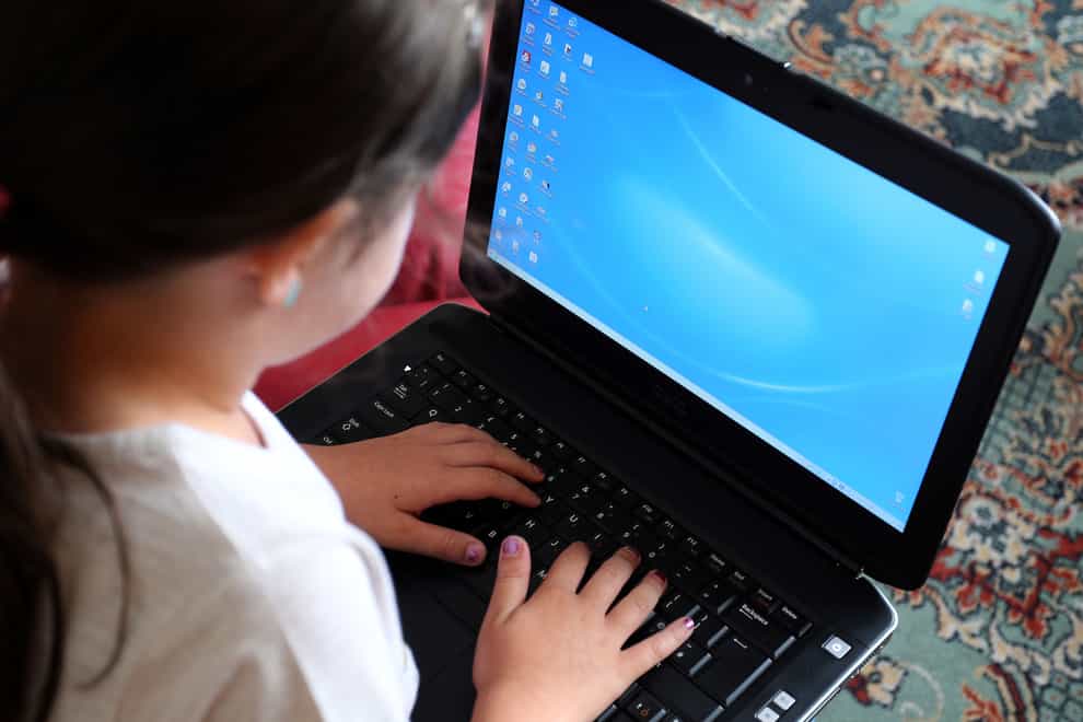 Child using a laptop