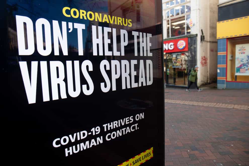 A ‘Don’t help the virus spread’ government coronavirus sign during England’s third national lockdown