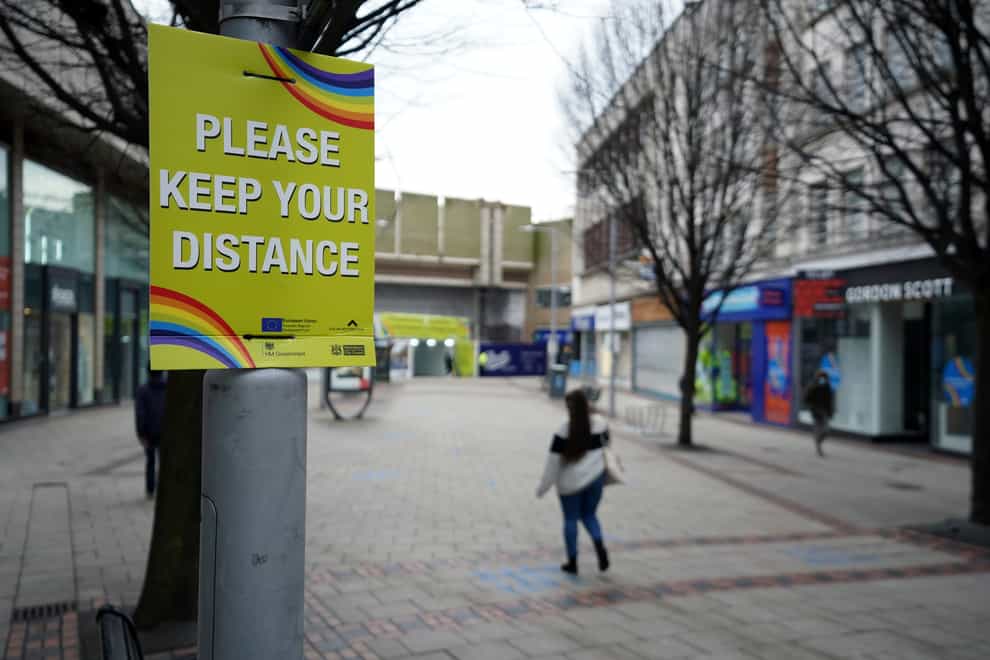 Social distancing signs in Nottingham (Zac Goodwin/PA)