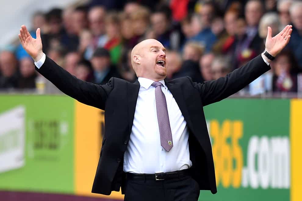 Burnley manager Sean Dyche celebrates on the touchline