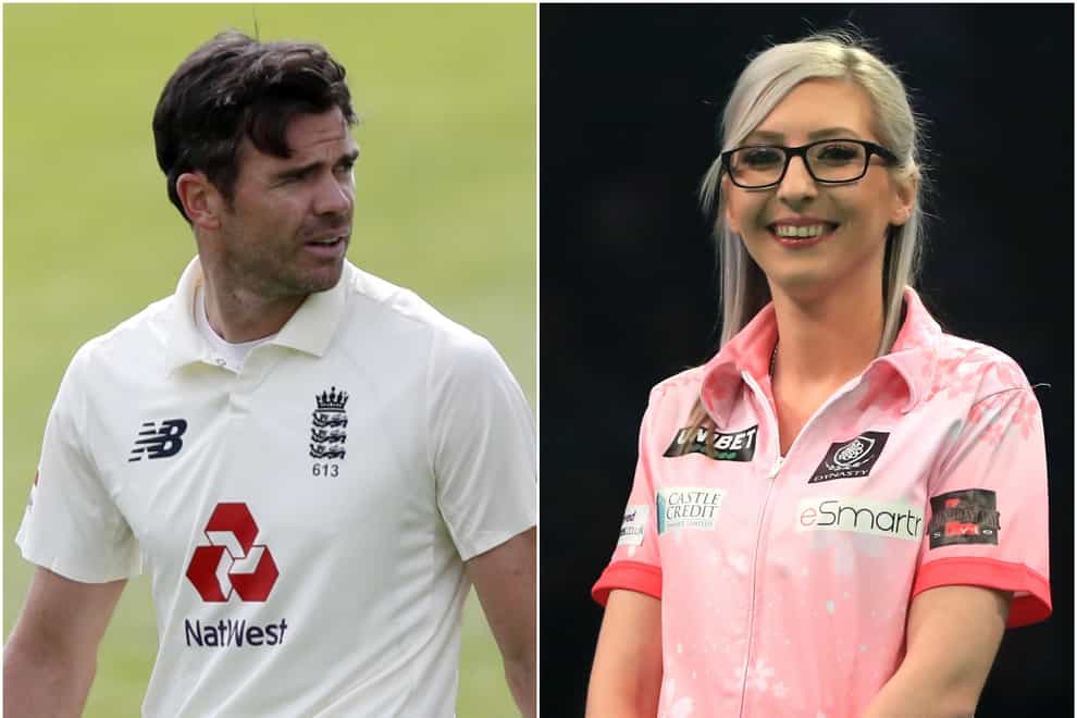 Jimmy Anderson and Fallon Sherrock feature in Saturday's sporting social