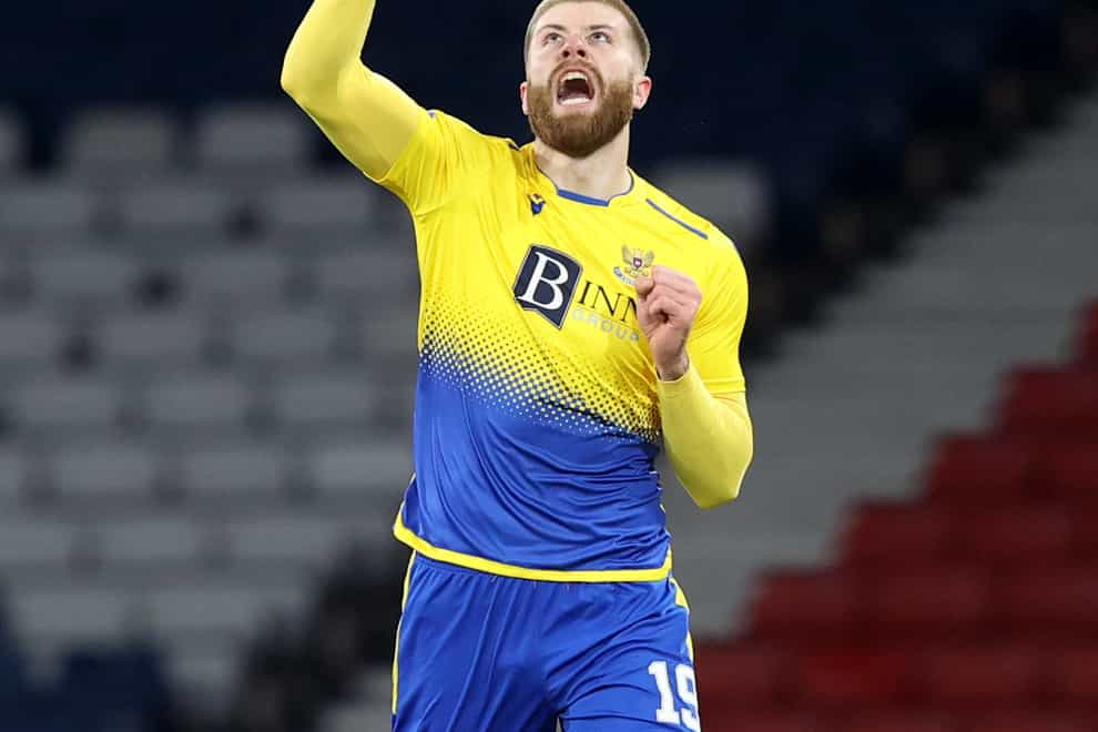 St Johnstone’s Shaun Rooney celebrates scoring his side’s second goal